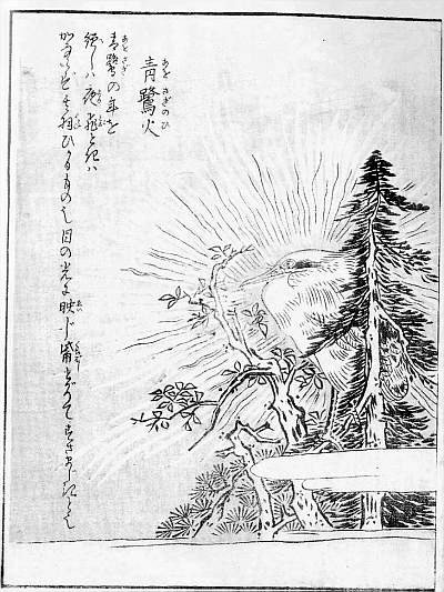 青鷺火（鳥山石燕『今昔画図続百鬼』）