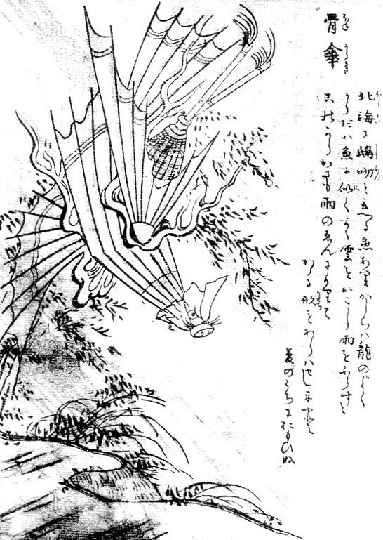 骨傘（鳥山石燕『画図百器徒然袋』）