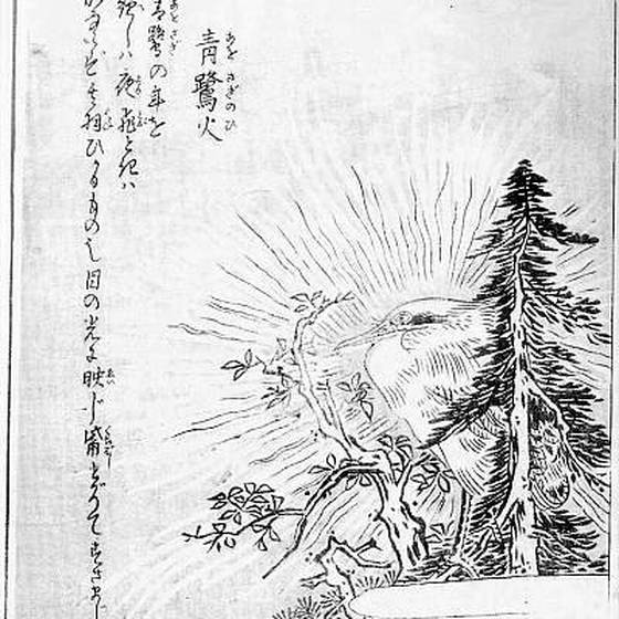 青鷺火（鳥山石燕『今昔画図続百鬼』）