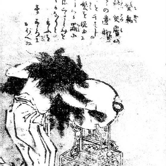 髪鬼（鳥山石燕『画図百器徒然袋』）