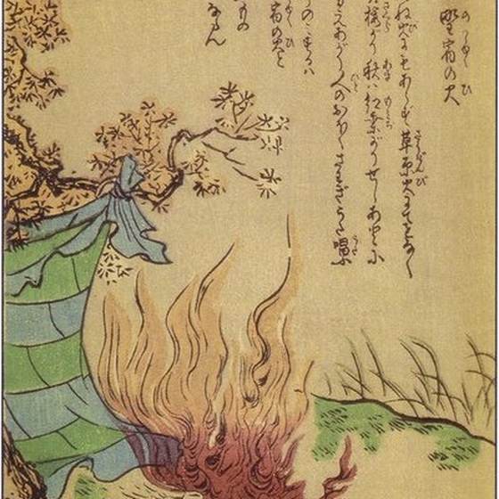 野宿火（竹原春泉『絵本百物語』）