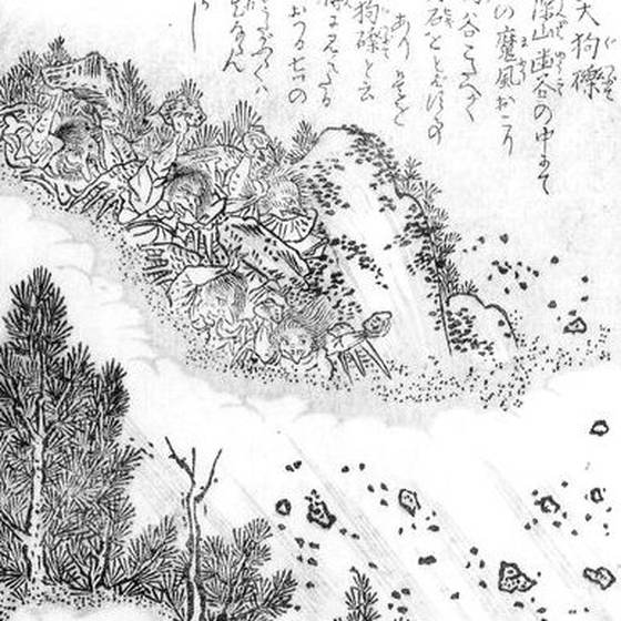 天狗礫（鳥山石燕『今昔百鬼拾遺』）
