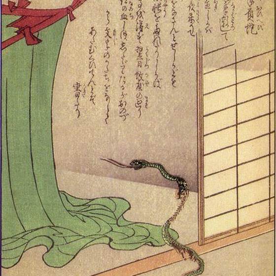 手負蛇（竹原春泉『絵本百物語』）