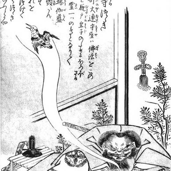 寺つつき（鳥山石燕『今昔画図続百鬼』）