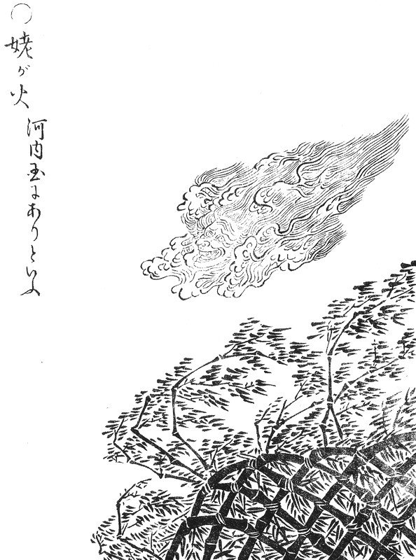 姥ヶ火（鳥山石燕『画図百鬼夜行』）